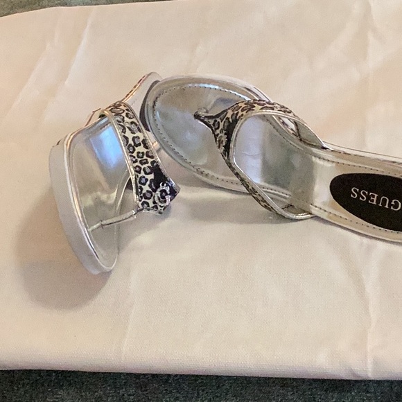 GUESS women’s Sandals Cheetah and Bling White / Silver 11 - Picture 3 of 5